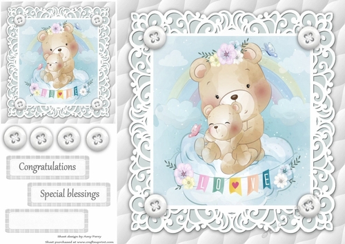 Gorgeous Bears Cuddling Unisex Baby 8x8