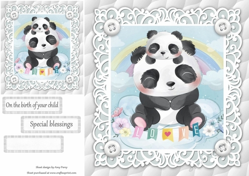 Gorgeous Pandas Cuddling Unisex Baby 8x8