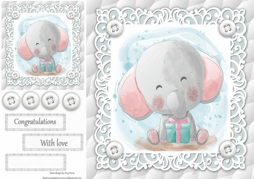 Gorgeous Elephant Unisex Baby 8x8