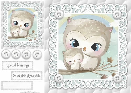 Gorgeous Owls Cuddling Unisex Baby 8x8