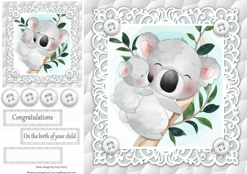 Gorgeous Koalas Cuddling Unisex Baby 8x8