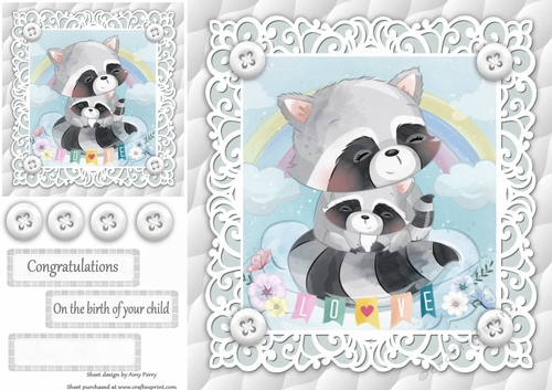 Gorgeous Raccoons Cuddling Unisex Baby 8x8