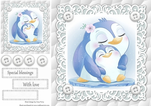 Gorgeous Penguins Cuddling Unisex Baby 8x8