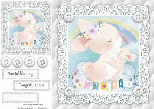 Gorgeous Rabbits Cuddling Unisex Baby 8x8
