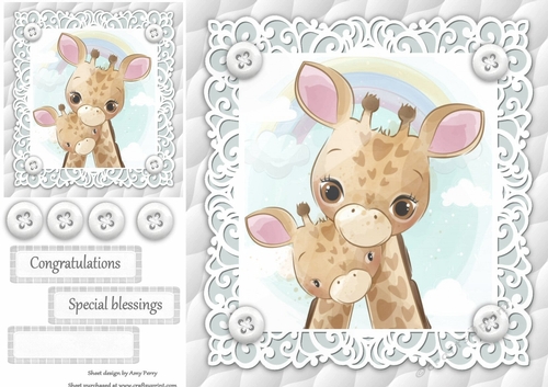 Gorgeous Giraffes Cuddling Unisex Baby 8x8