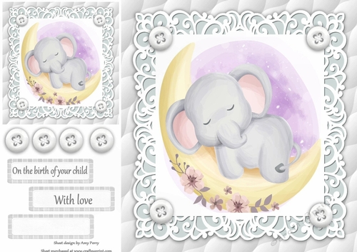 Gorgeous Elephant Sleeping Unisex Baby 8x8