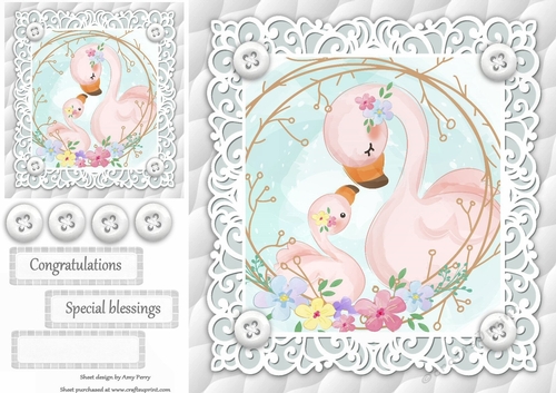 Gorgeous Flamingos Cuddling Unisex Baby 8x8