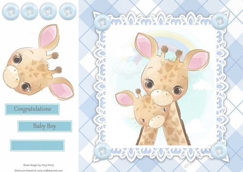 Gorgeous Baby Boy Giraffes 8x8