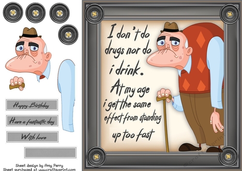 Funny Old Man Humour 6 8x8