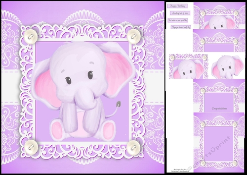 Gorgeous Purple Watercolour Elephant  8x8 Mini Kit