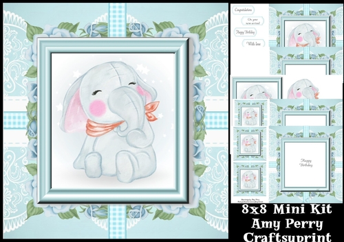 Gorgeous Elephant In Floral Frame 8x8 Mini Kit