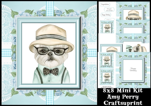 Gorgeous Dog In Floral Frame 8x8 Mini Kit