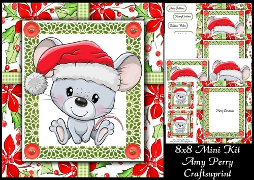 Gorgeous Santa Mouse 8x8 Mini Kit