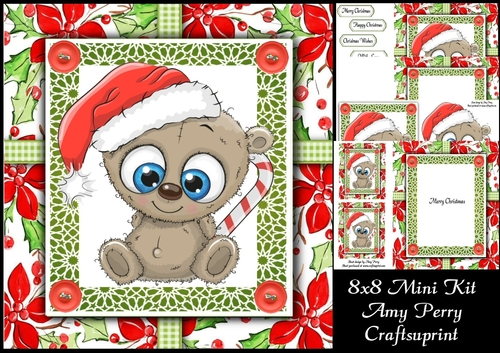 Gorgeous Brown Santa Bear 8x8 Mini Kit