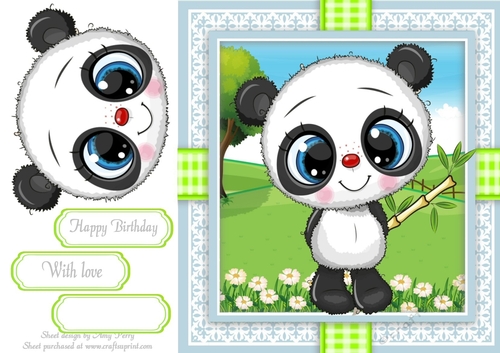 Cute Panda In Gingham Frame 8x8