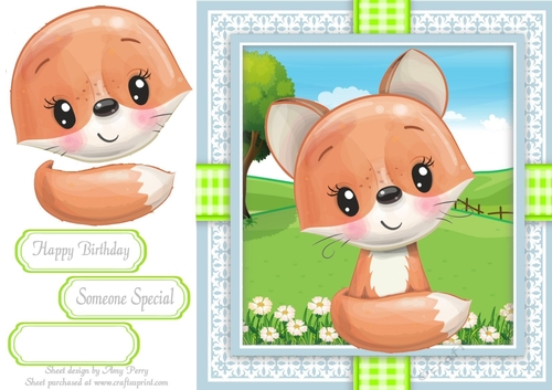 Cute Fox In Gingham Frame 8x8