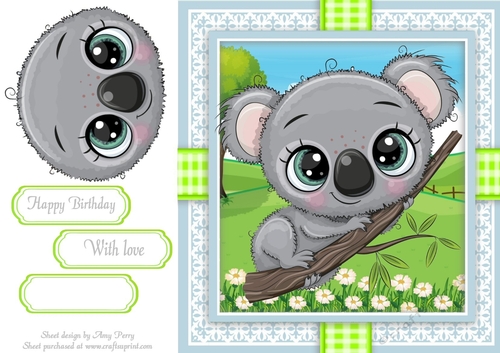 Cute Koala In Gingham Frame 8x8