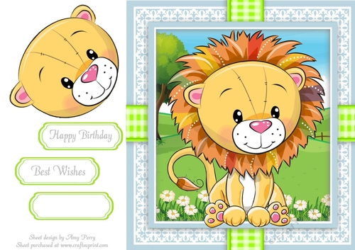 Cute Lion In Gingham Frame 8x8