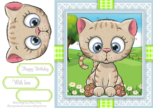 Cute Cat  In Gingham Frame 8x8