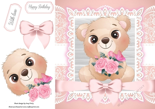 Gorgeous Pug With Pink Bow 8x8