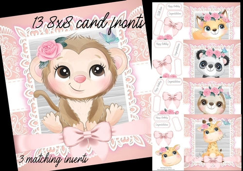 13 8x8 adorable animal baby/birthday collection