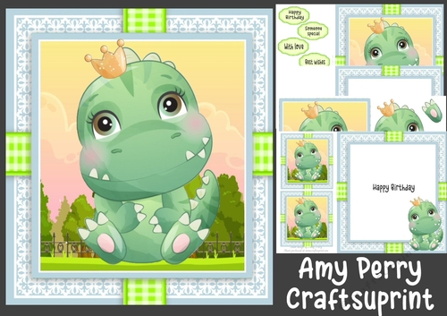 Gorgeous Birthday Dinosaur 2 8x8 Mini Kit