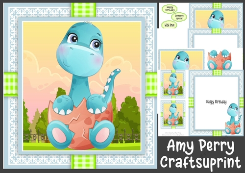 Gorgeous Birthday Dinosaur 4 8x8 Mini Kit