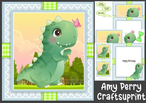 Gorgeous Birthday Dinosaur 6 8x8 Mini Kit