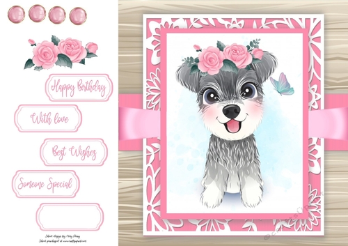 Gorgeous Grey Dog With Roses 8x8