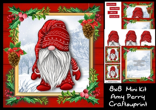 Gorgeous Festive Red Gnome 1 8x8 Mini Kit