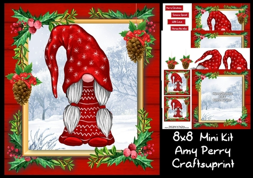 Gorgeous Festive Red Gnome 2 8x8 Mini Kit