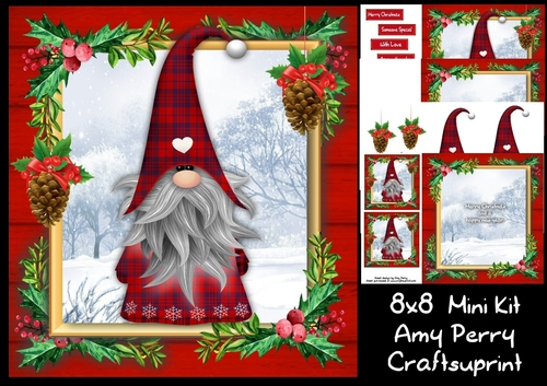 Gorgeous Festive Red Gnome 4 8x8 Mini Kit