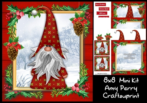 Gorgeous Festive Red Gnome 5 8x8 Mini Kit