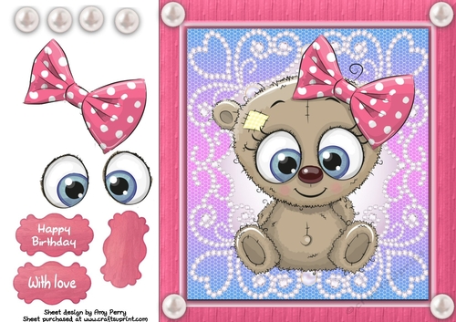 Beautiful Blue Eyed Grey Bear 8x8