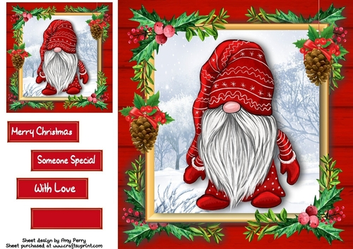 Gorgeous Festive Red Gnome 1 8x8