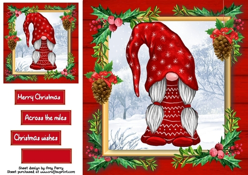 Gorgeous Festive Red Gnome 2 8x8