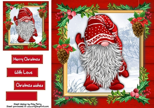 Gorgeous Festive Red Gnome 3 8x8