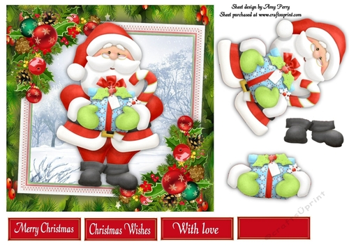 Santa & Presents With Bauble Corners 7x7