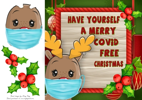 Have yourself a merry covid Christmas reindeer 8x8