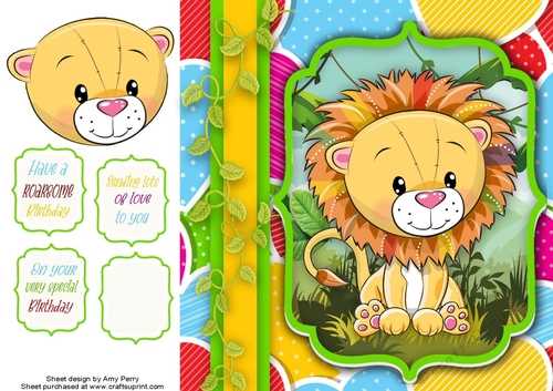 Colourful Lion birthday 8x8