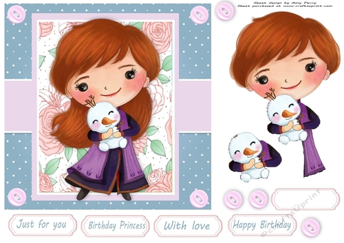 Princess With Snowman 7x7