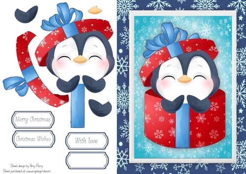 Cute Penguin In A Gift Box