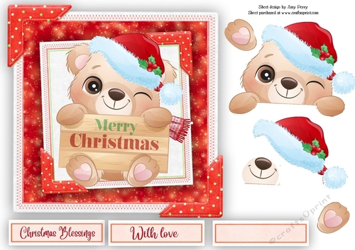 Adorable Bear With Sign 7x7