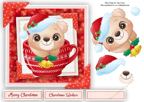 Adorable Bear In A Cup 7x7