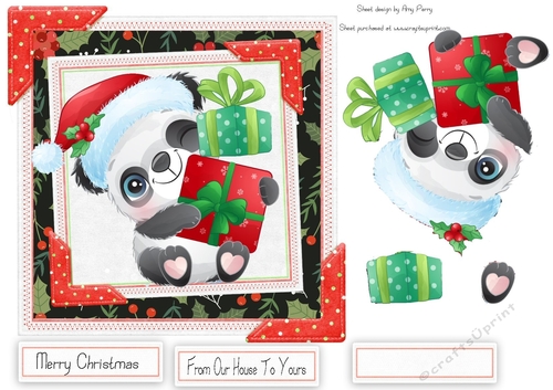 Cute Panda With Christmas Presents 7x7