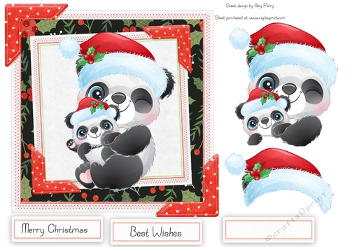 Cute Panda With A Baby 7x7