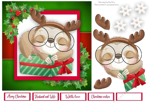 Adorable Sloth Sleeping On A Christmas Present 7x7