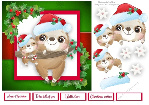 Adorable Two Sloths Hanging On A Branch 7x7