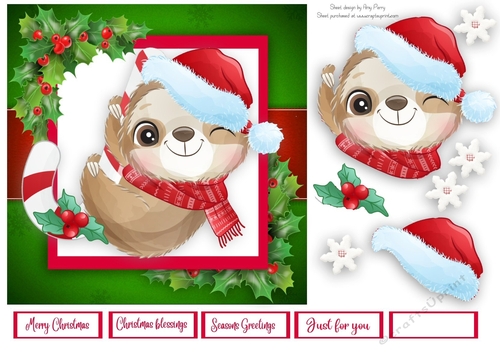 Adorable Sloth Hanging On A Candy Cane 7x7