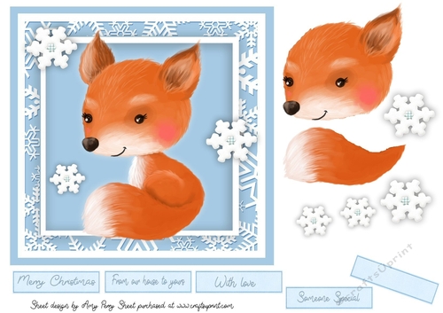 Festive Fox With Snowflakes 7x7